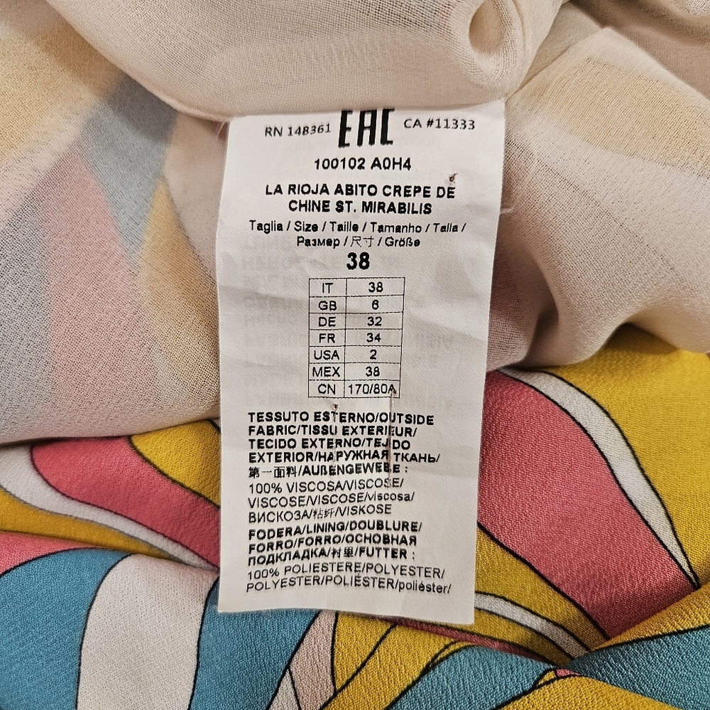 Pinko La Rioja Abito Crepe De Chine Multicolor Halter Maxi Dress Size 38 - Picture 15 of 16